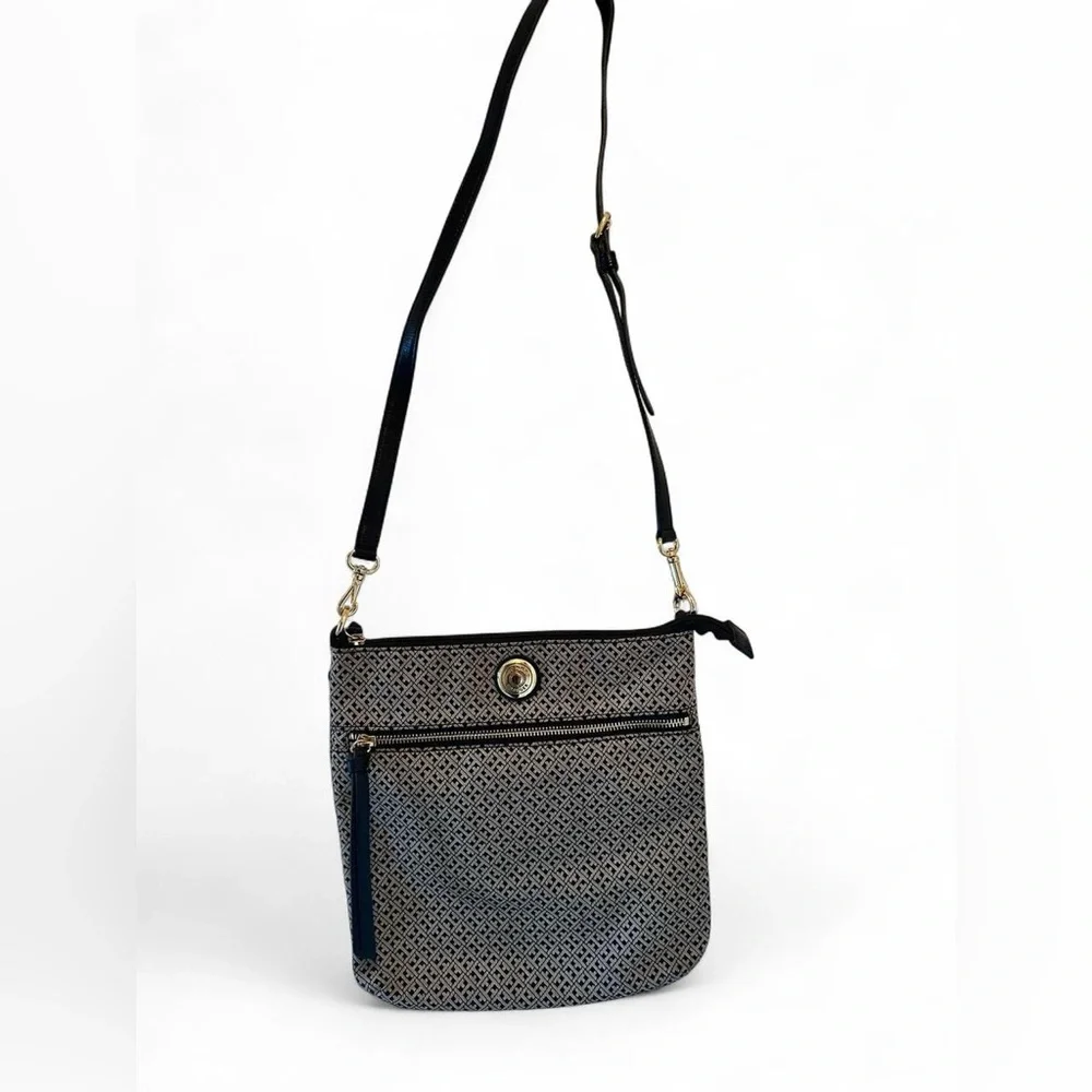 Tommy Hilfiger Crossbody Bag Black White Signature Logo with Adjustable Strap